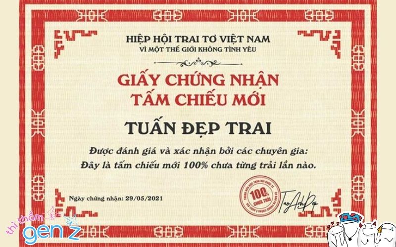 Giấy chứng nhận good boy dễ thương và hài hước