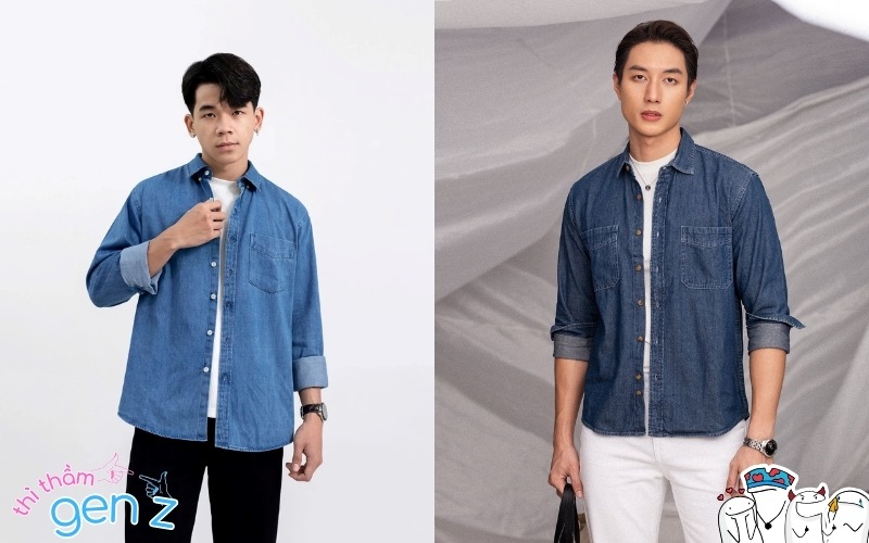 Áo sơ mi denim mang lại sự thoải mái và cá tính cho các chàng