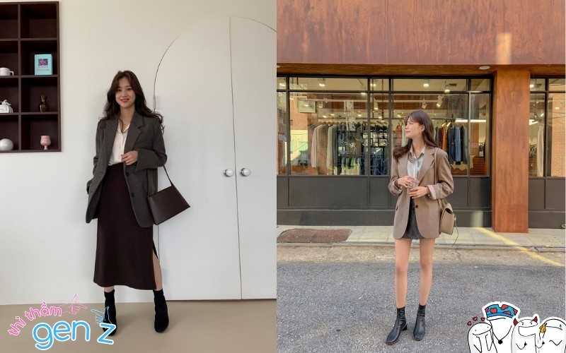 Chọn áo blazer và chân váy cho một bộ outfit thanh lịch