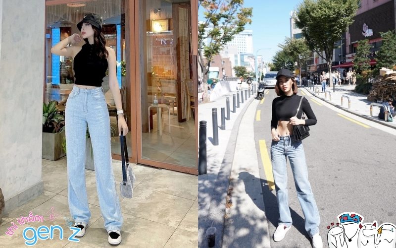 Quần jeans kết hợp cùng crop top cho một cô nàng năng động và cá tính