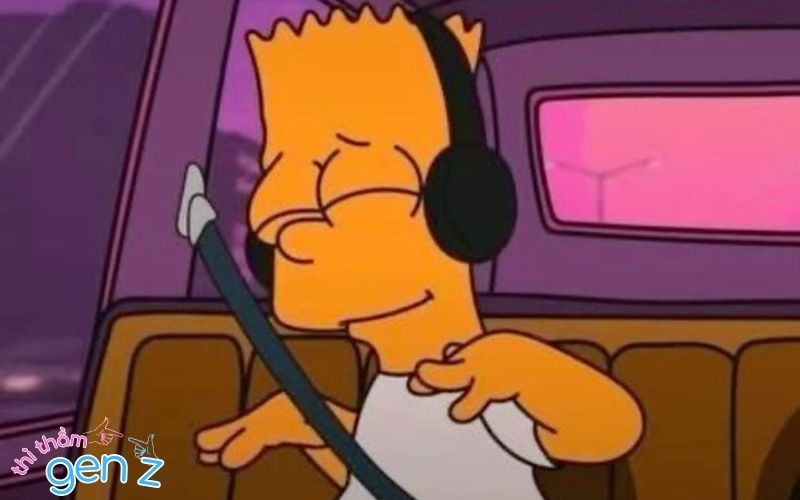 Nhân vật Simpson đang chill thư giãn trong nhịp điệu âm nhạc