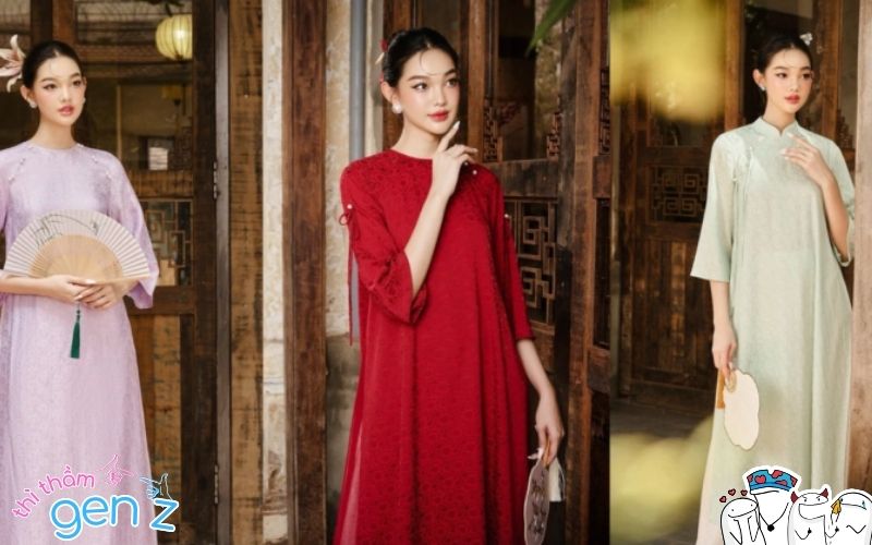 Outfit Tết nữ với áo dài cách tân